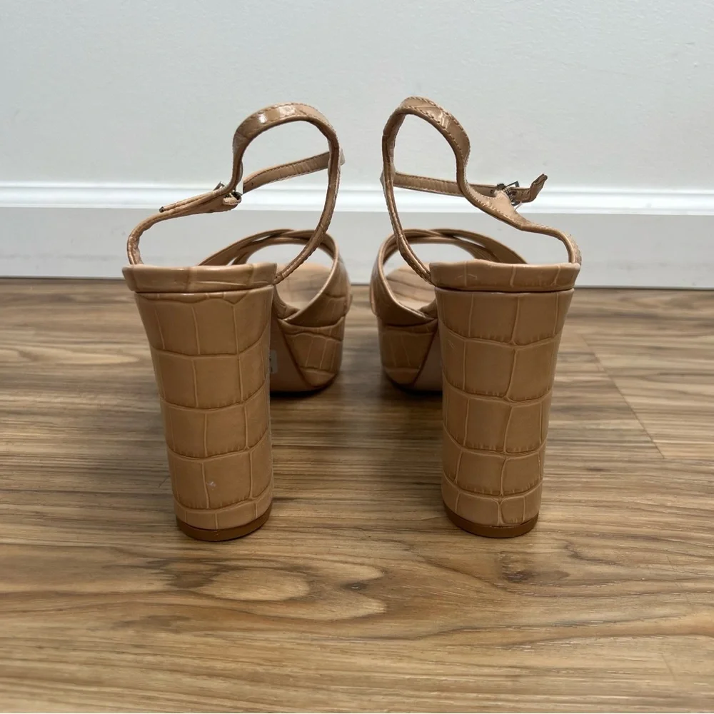 SCHUTZ Tan Croc-Embossed Platform Heels